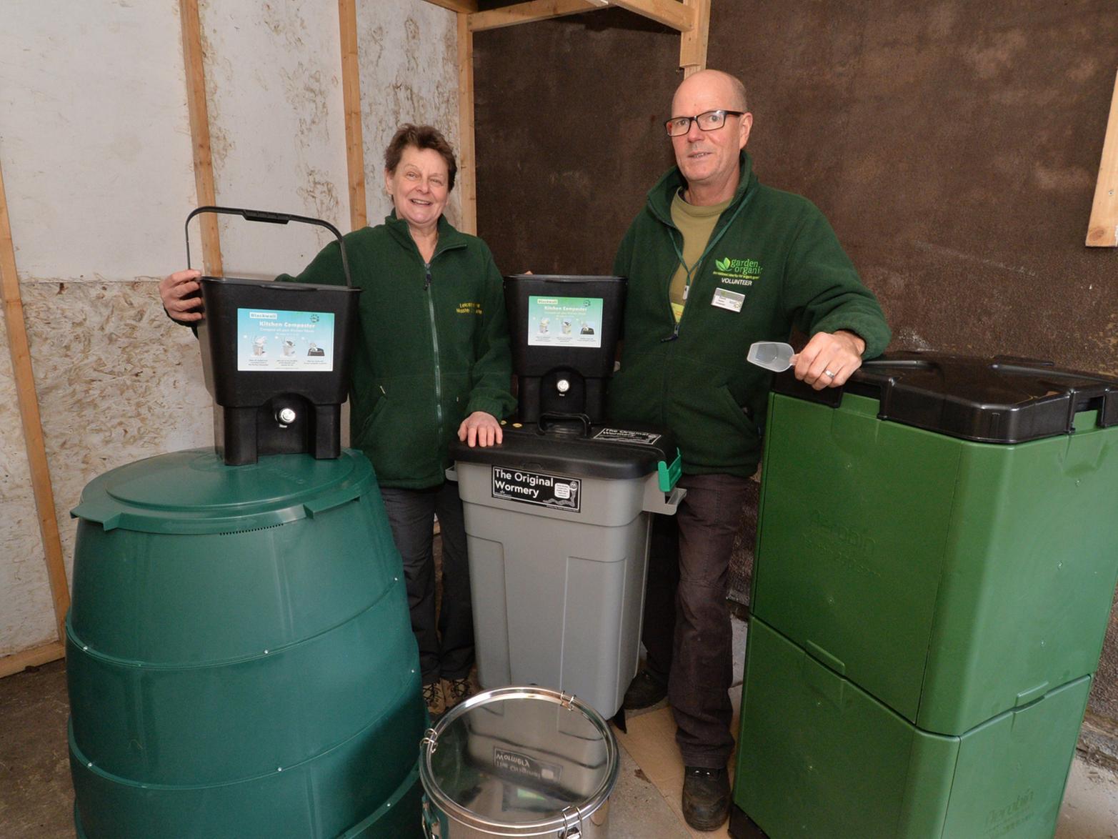 Judy Burrage and David Robbins master composters.