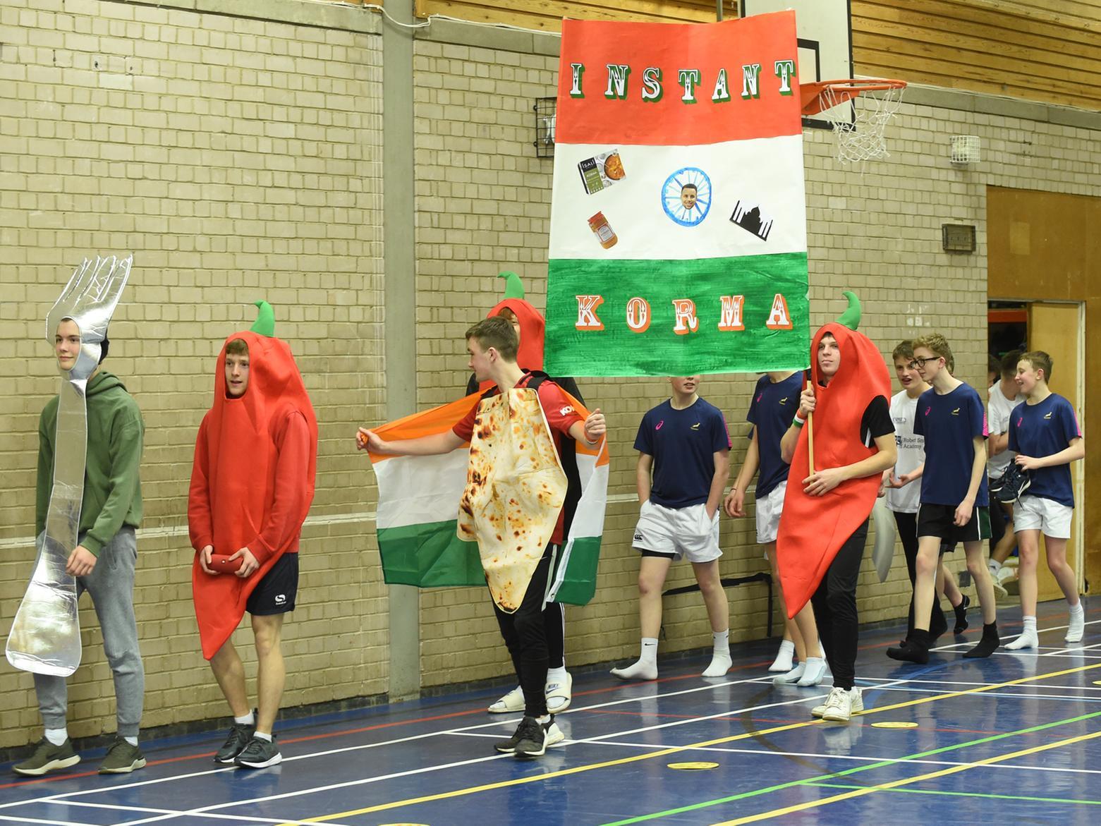 Students parade in their teams before the start of the 2020 Lockin at Robert Smyth Academy.