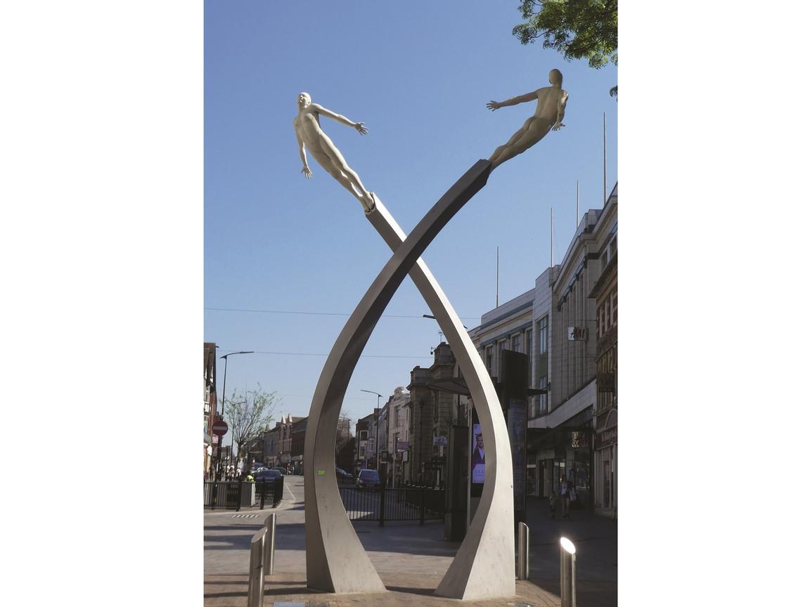 This sculpture in Abington Street commemorates Francis Crick, who discovered the double helix structure of DNA with his Cambridge University colleague James Watson in 1953. Mr Crick, who was born in Weston Favell, was awarded a Nobel Prize in 1962 alongside Mr Watson and Maurice Wilkins for their work. The eight-metre-tall sculpture was designed by Lucy Glendinning and was installed in 2005 - its name is 'discovery'. Photo: Amberley Publishing