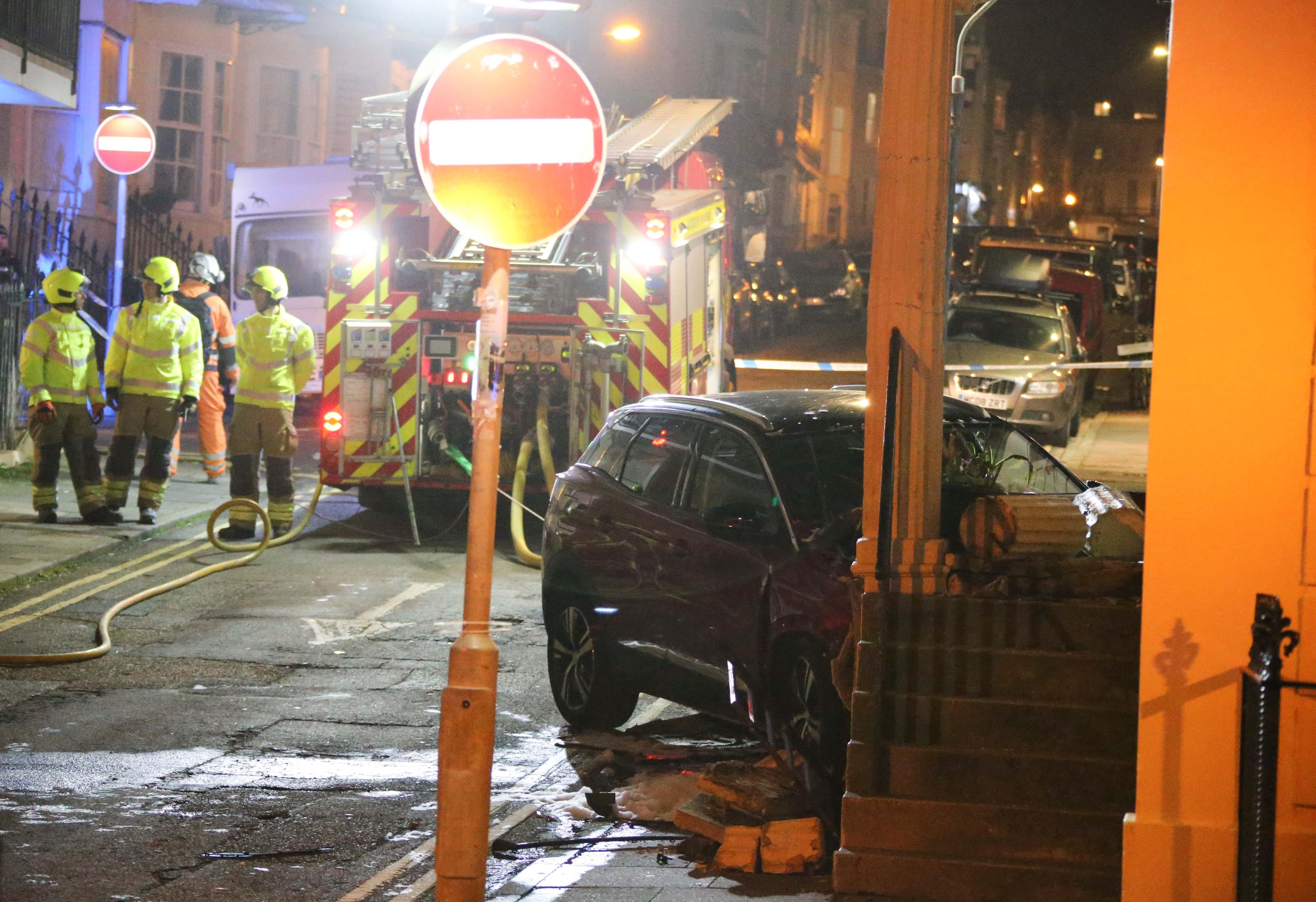 A car collided with a building in Bedford Place, Brighton SUS-200215-131527001