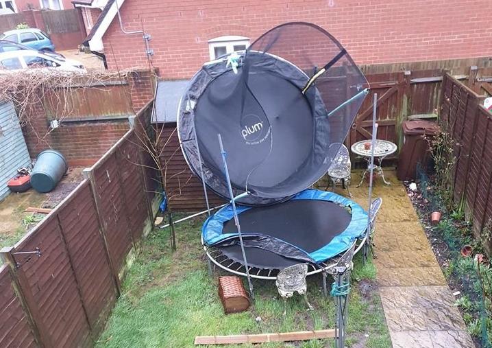 Samii North ended up with two trampolines in her garden in Eastbourne SUS-200216-143605001