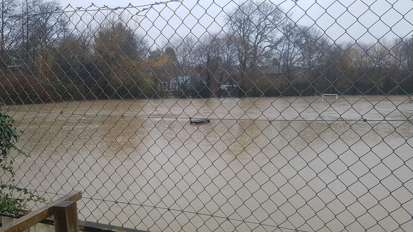 The playground of Arunside Primary School in Blackbridge Lane, Horsham, was submerged SUS-200216-143535001