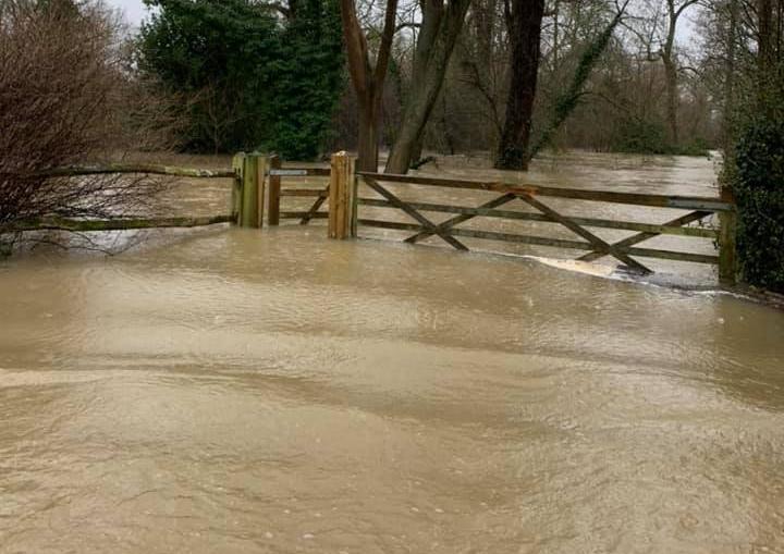 Old Wickhurst Lane was flooded halfway up the gateposts in Horsham SUS-200216-162814001