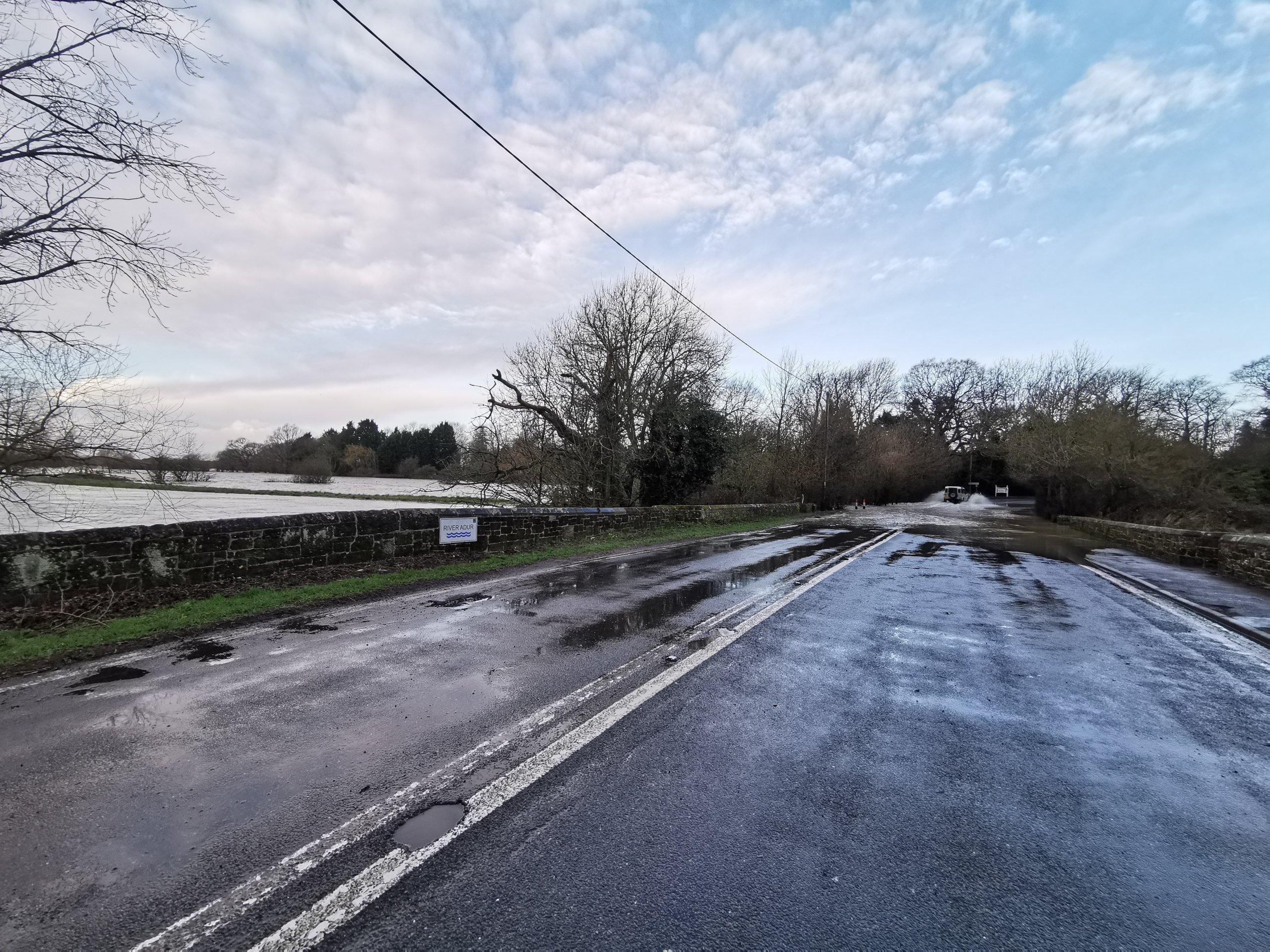 Flooding in Shermanbury. Photo by Adrian Woolley