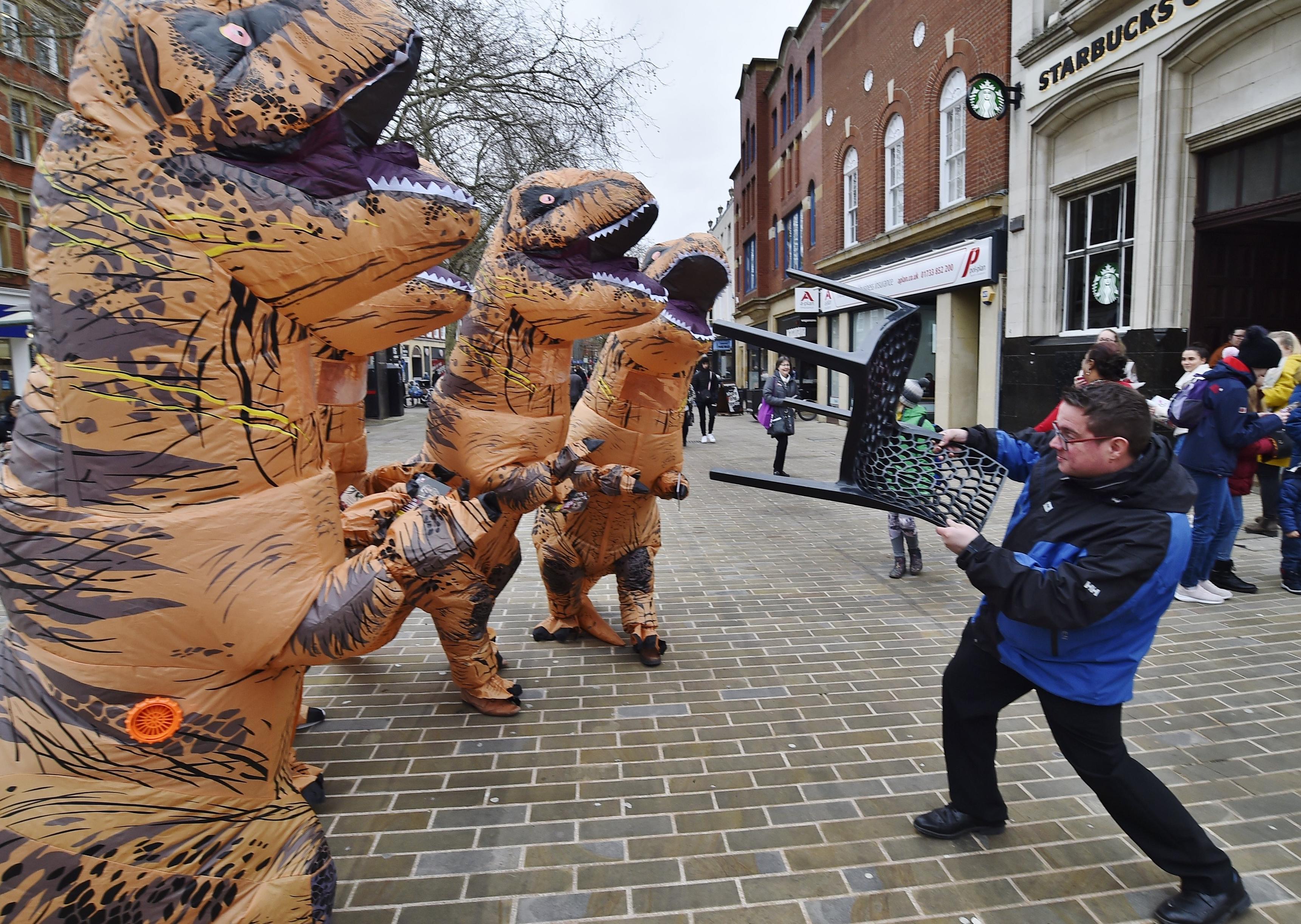 Dinosaurs visit Peterborough ahead of a major exhibition at the cathedral