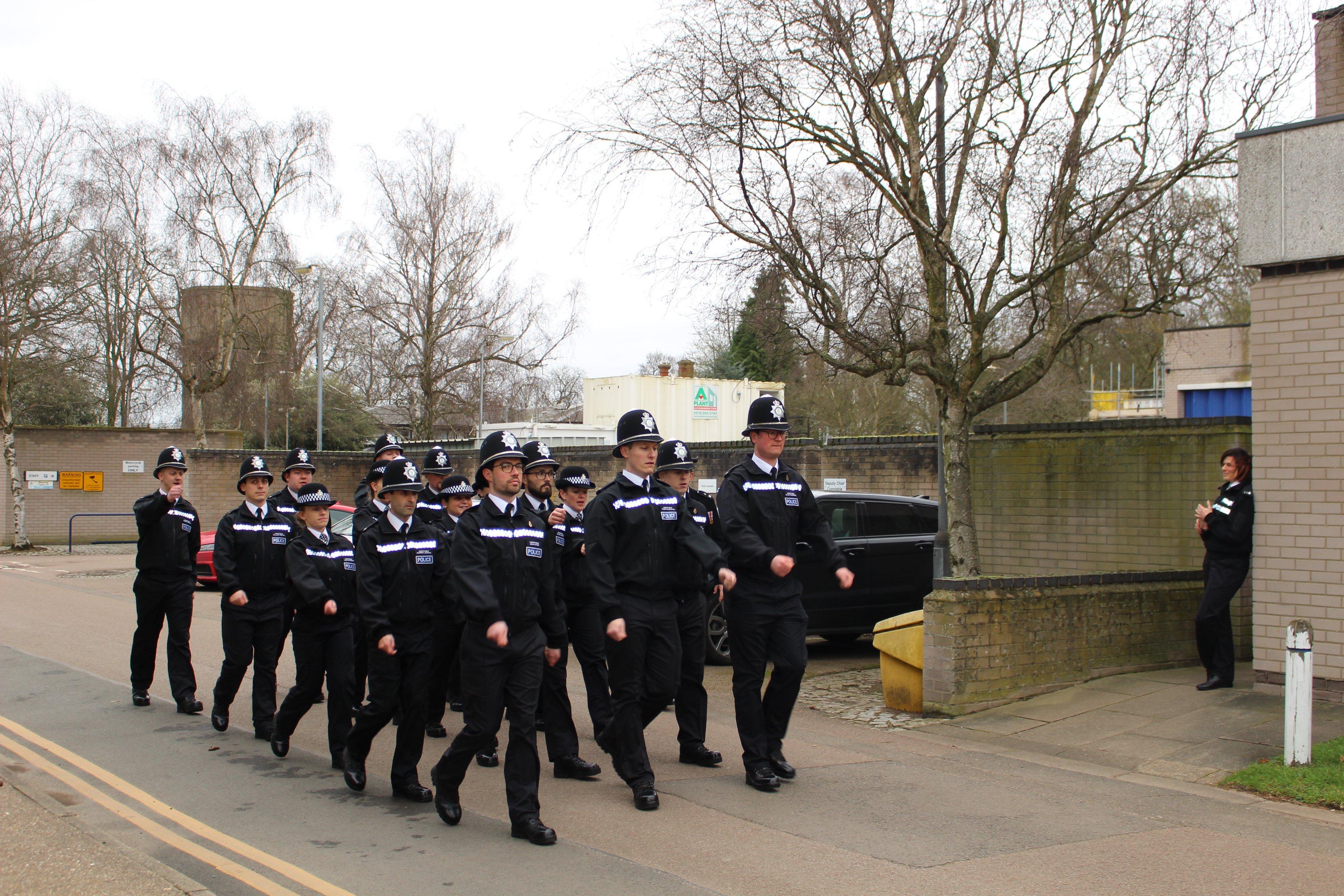The passing out parade at Cambridgeshire police's headquarters