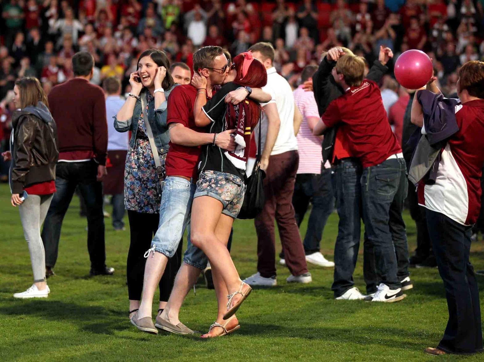 The win over Cheltenham was sealed with a kiss between these two fans