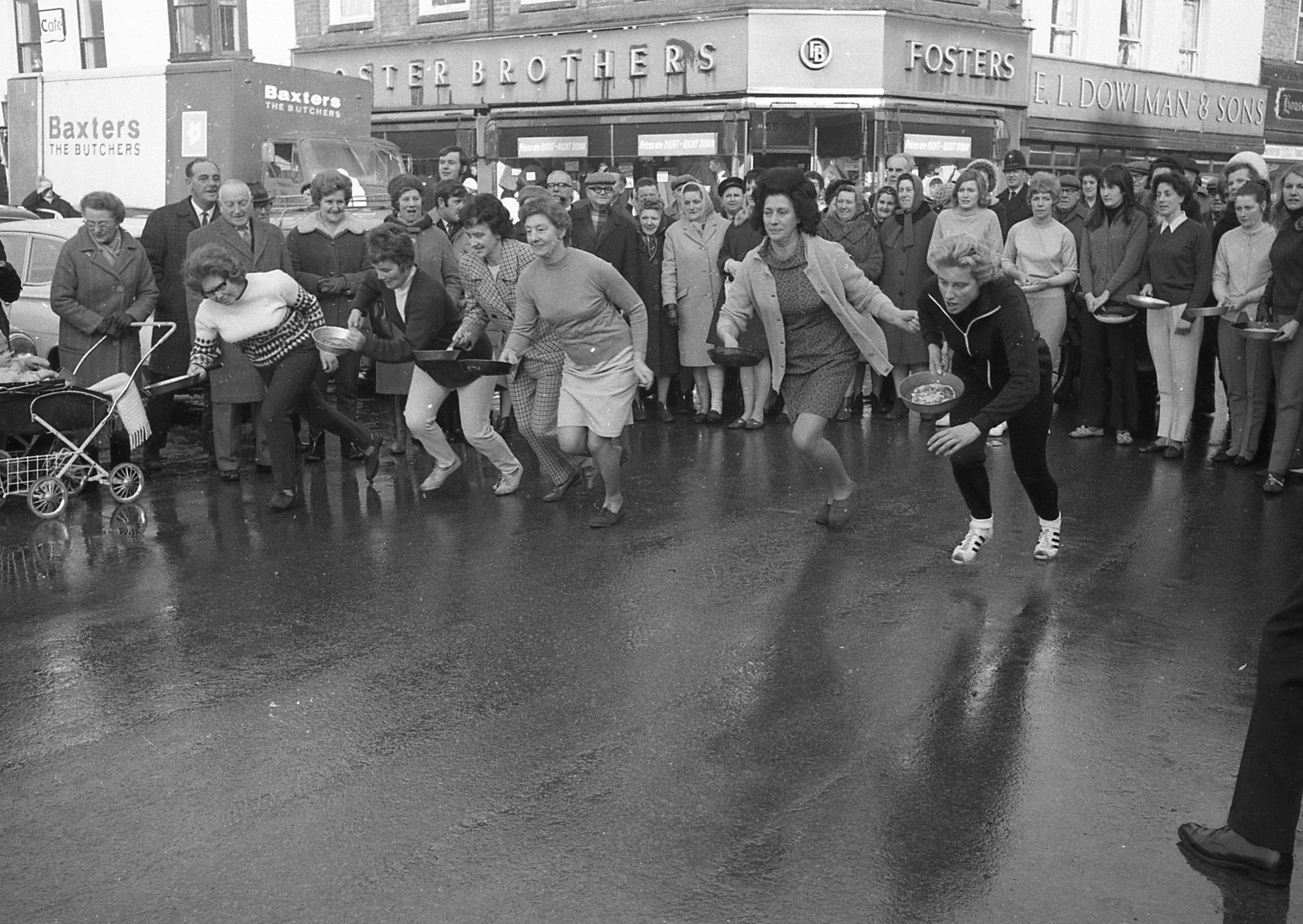 IN PICTURES Boston triumphs in intertown pancake race in 1970