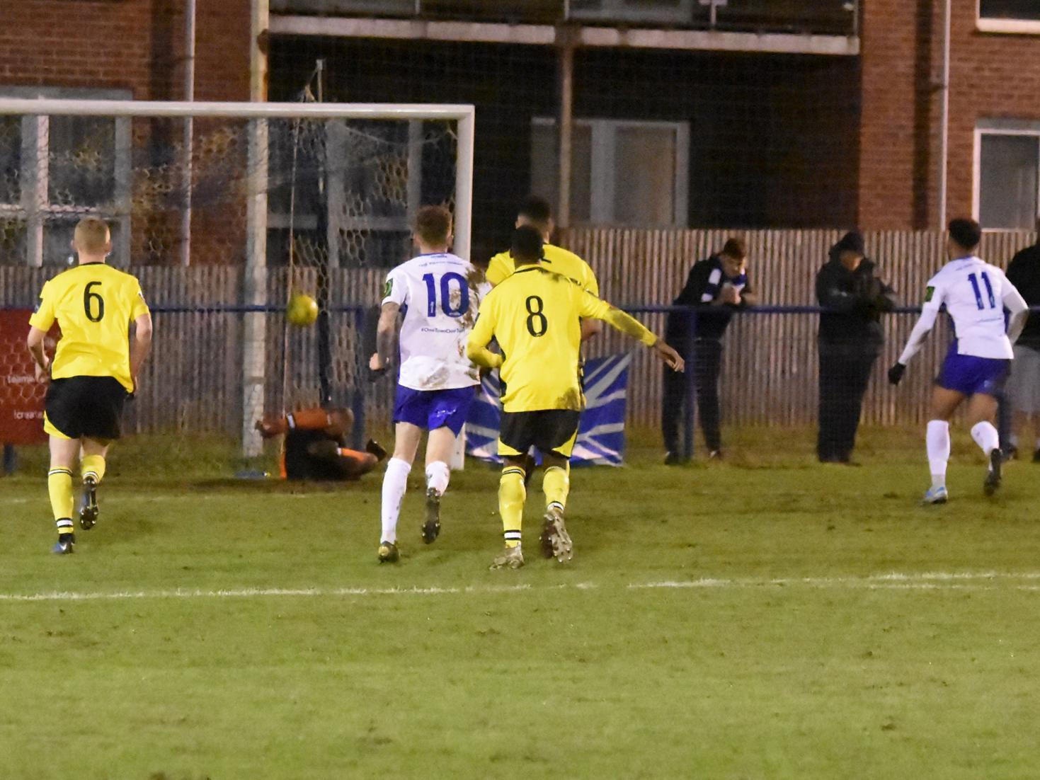 Nico Cotton's penalty kick hits the back of the net.