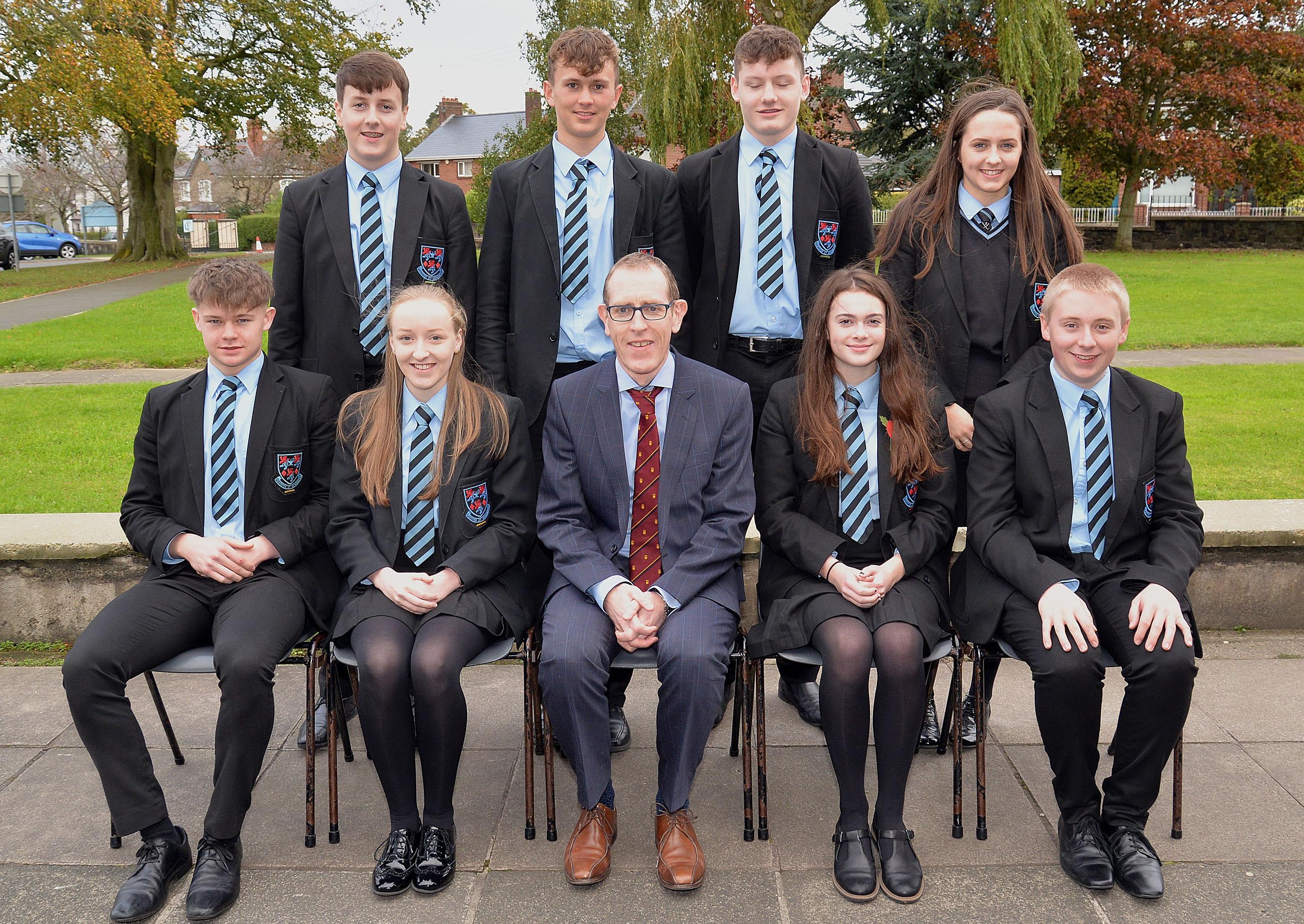 Excellent Achievement at GCSE award winners at Portadown College Seech Day pictured with vice principal, Mr Peter Richardson. INPT44-208.