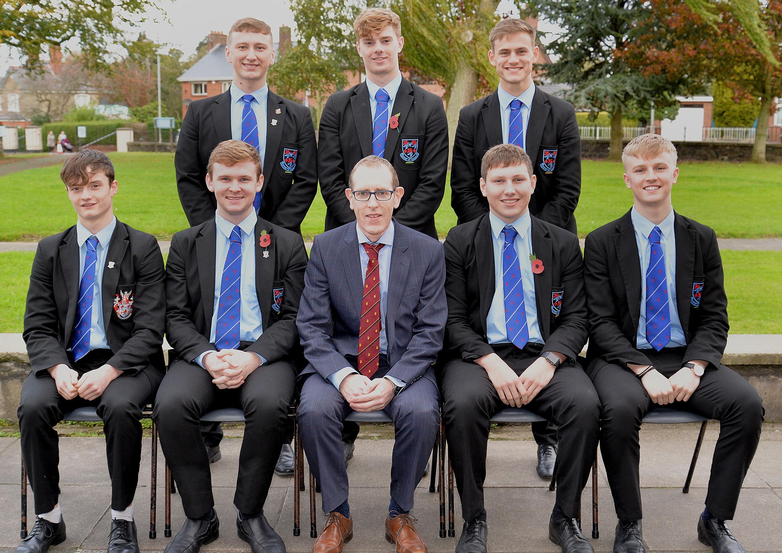 Portadown College students who were awarded school Rugby Colours at the annual Speech Day pictured with vice principal, Mr Peter Richardson. INPT44-210.