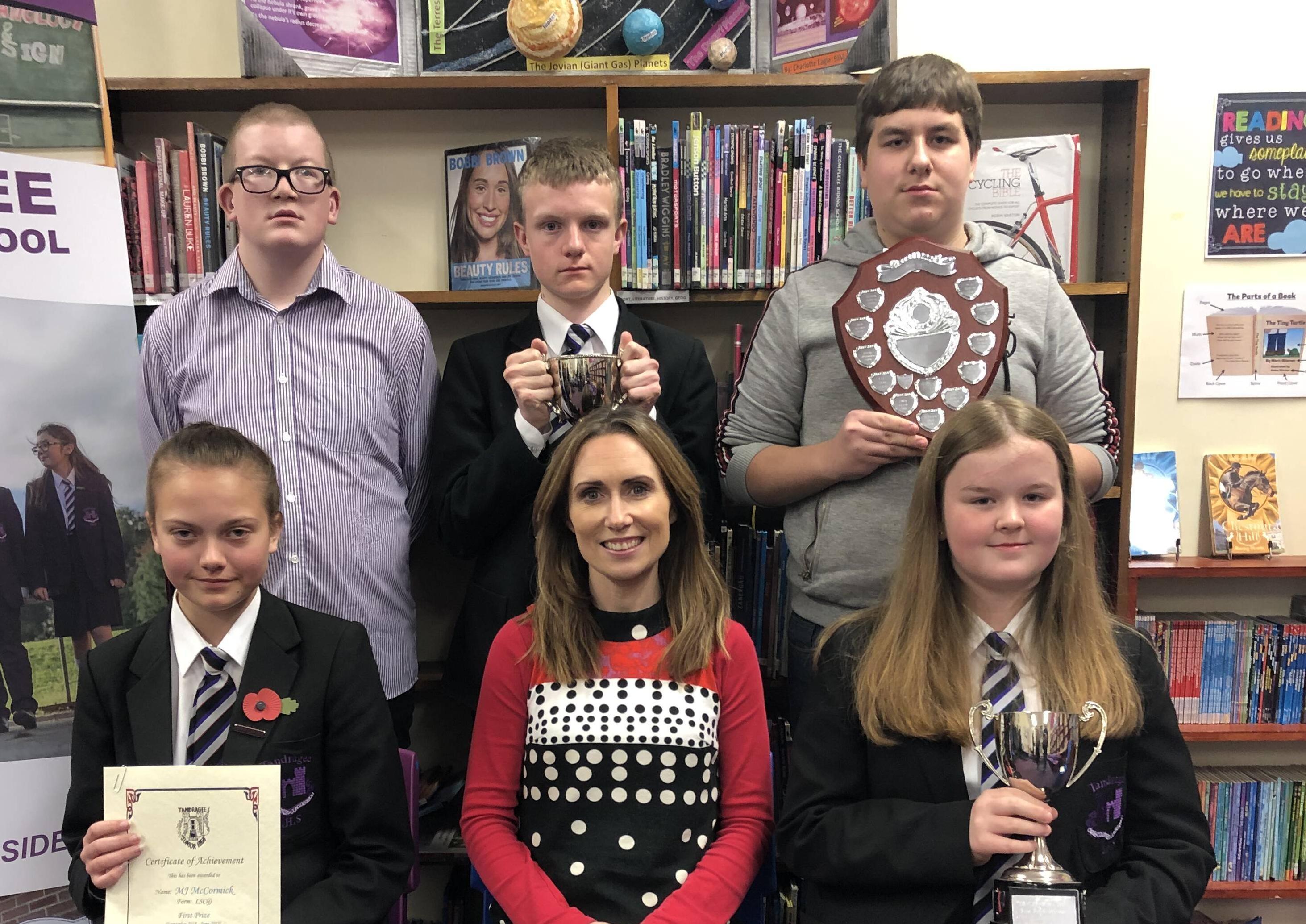 Award winners from the Learning Support Centre pictured with Mrs G Crossey at the Tandragee Junior High School prize night