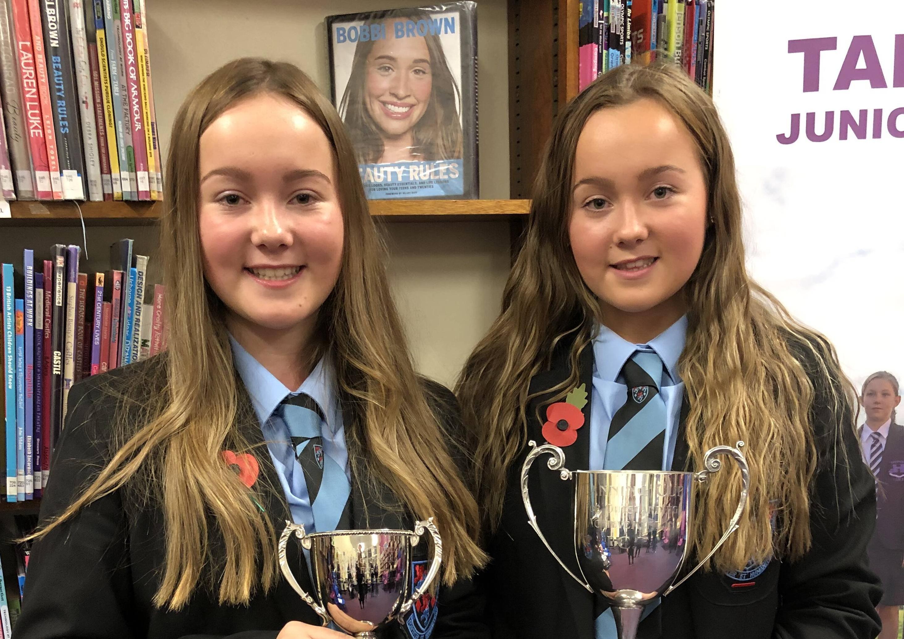 Ella and Sophie Duke at the Tandragee Junior High School prize night