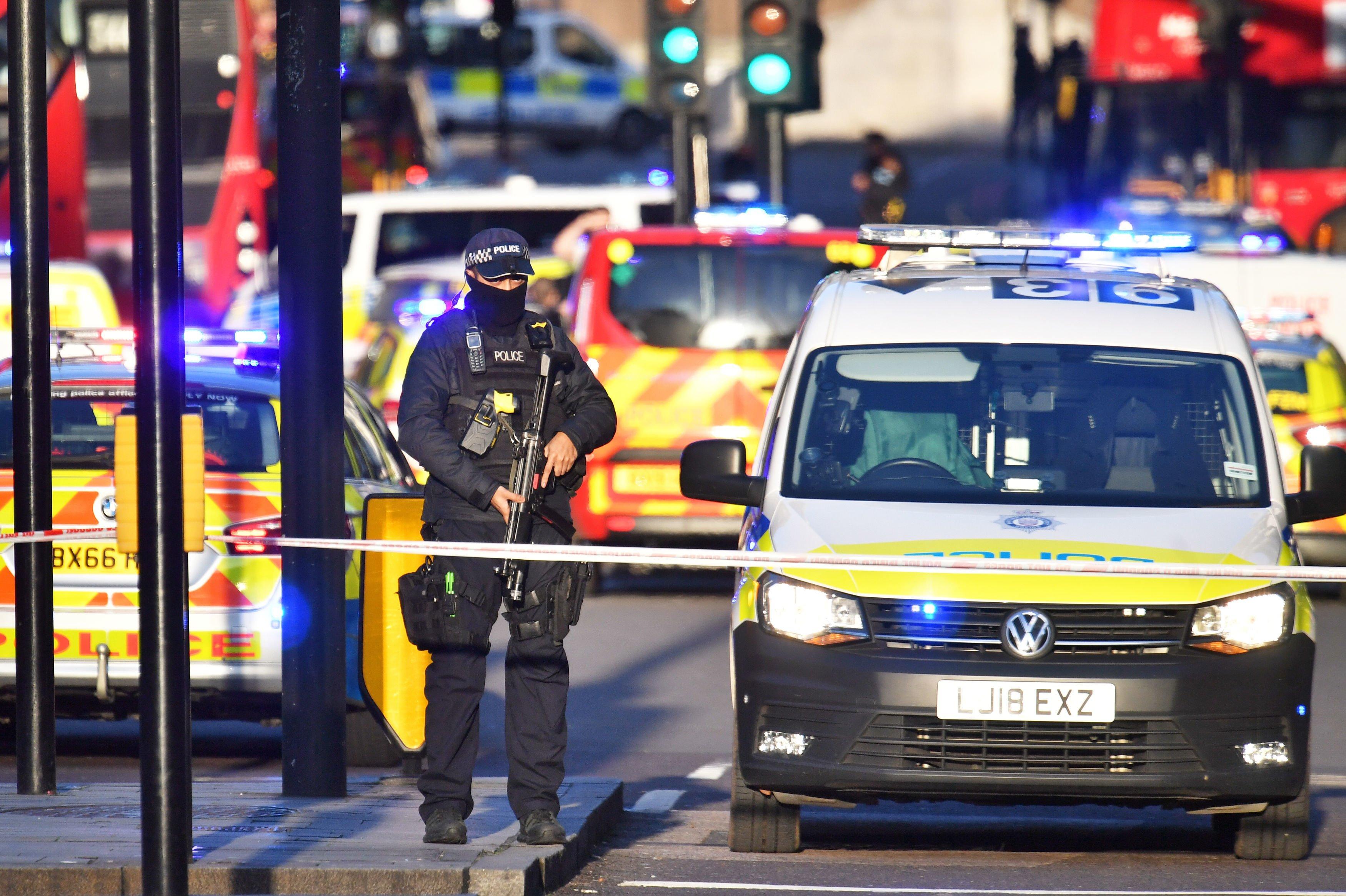 Armed police at the scene of an incident on London Bridge in central London. PA Photo. Picture date: Friday November 29, 2019.