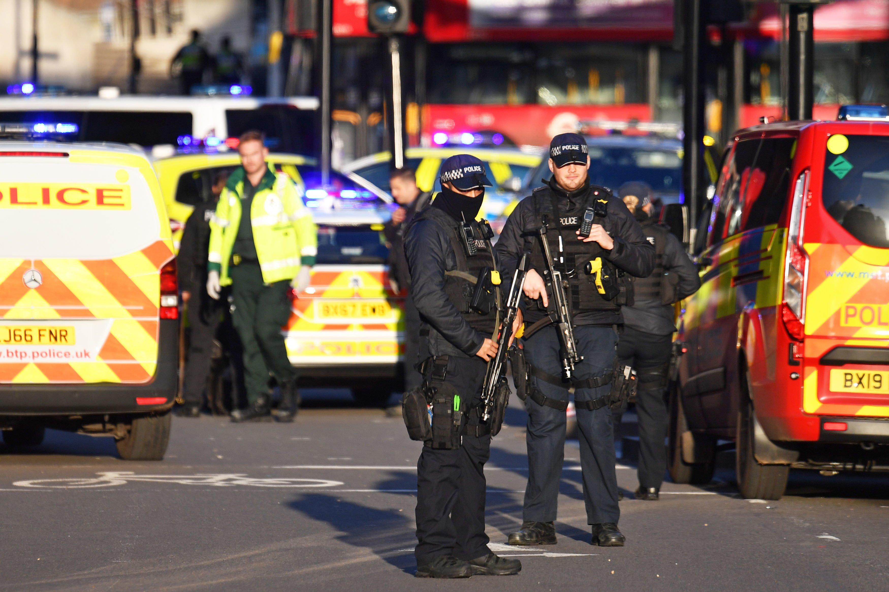 Armed police at the scene of an incident on London Bridge in central London