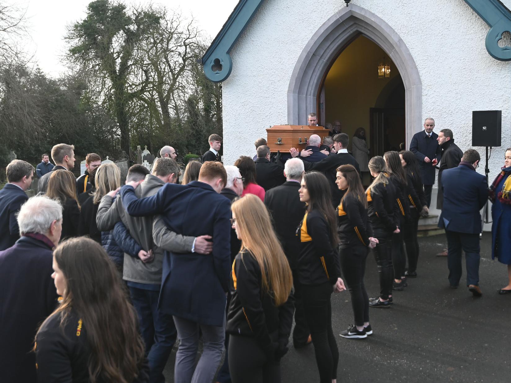 Mourners make their way into the chapel for the Requiem Mass of former SDLP Deputy Leader, Seamus Mallon.