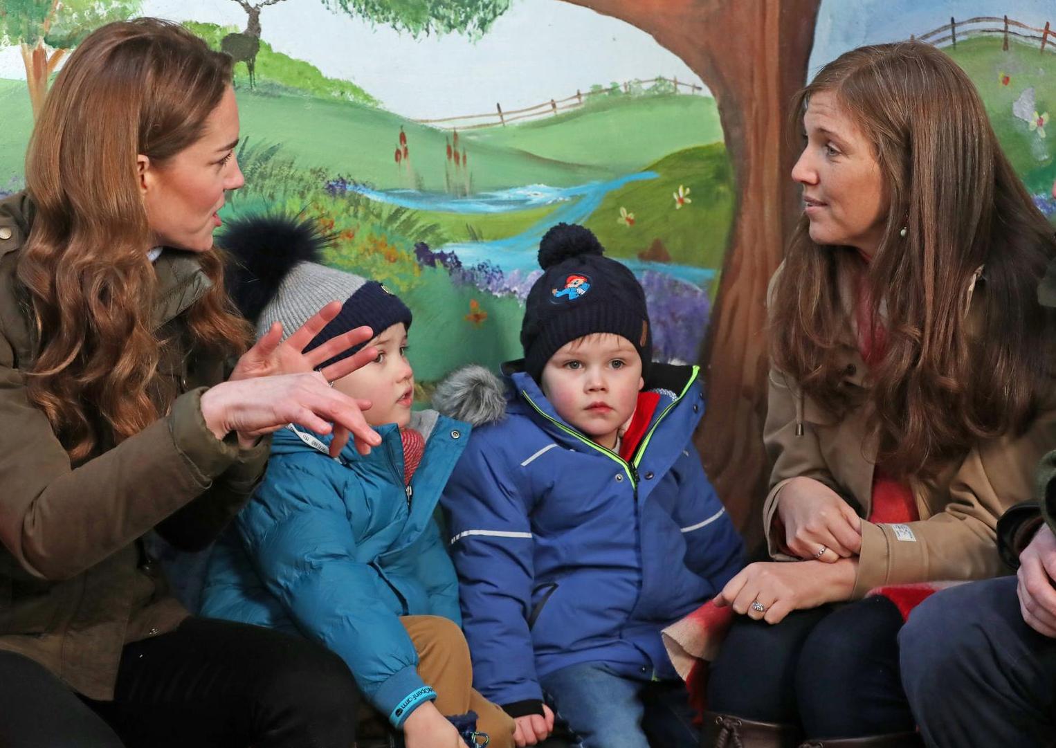 The Duchess of Cambridge meets members of the public at the Ark Open Farm, in Newtownards, near Belfast, during a visit to meet with parents and grandparents to discuss their experiences of raising young children for her Early Childhood survey