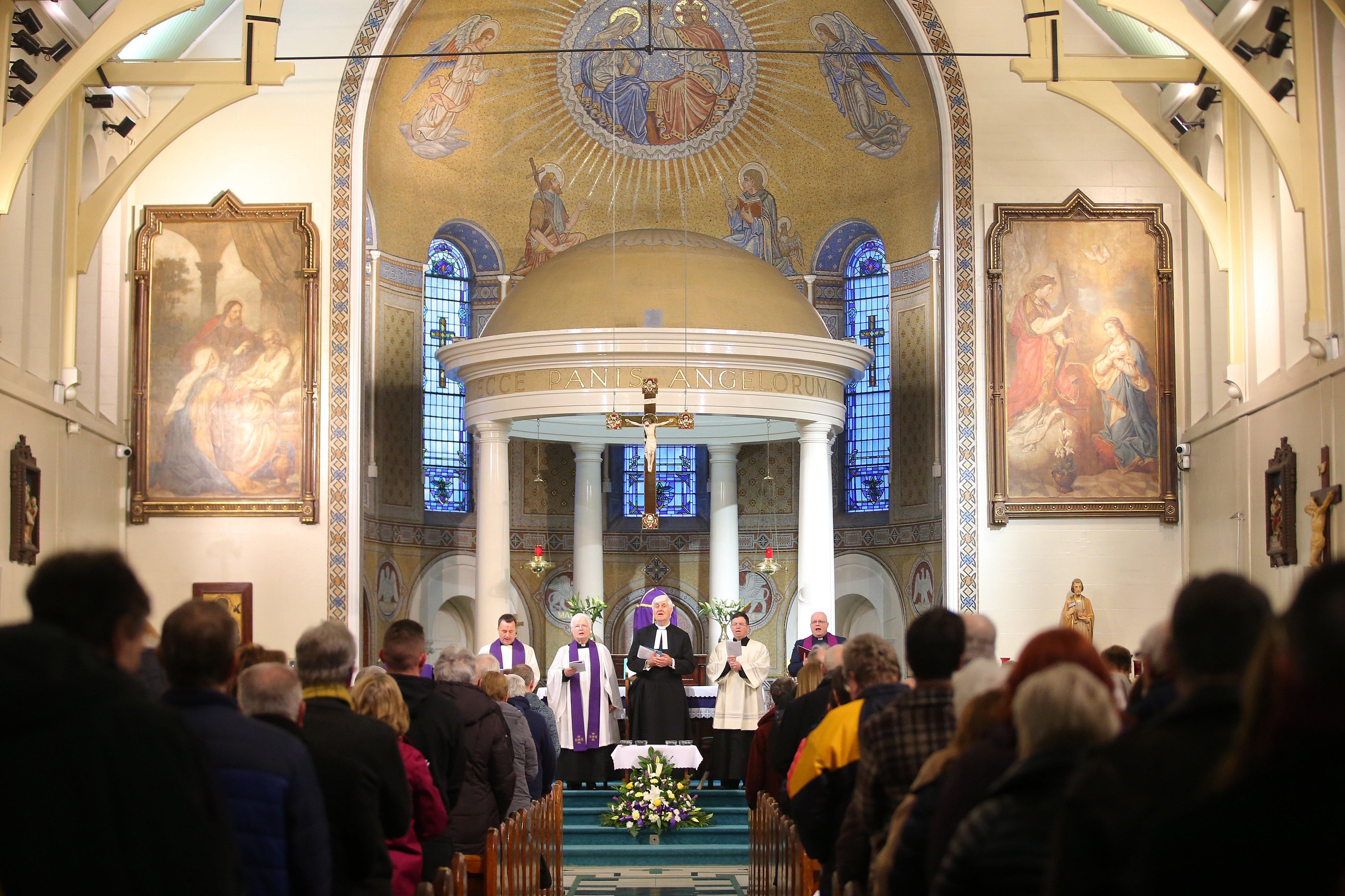 The service at St Mary's Catholic Church on Chapel Lane in Belfast City Centre